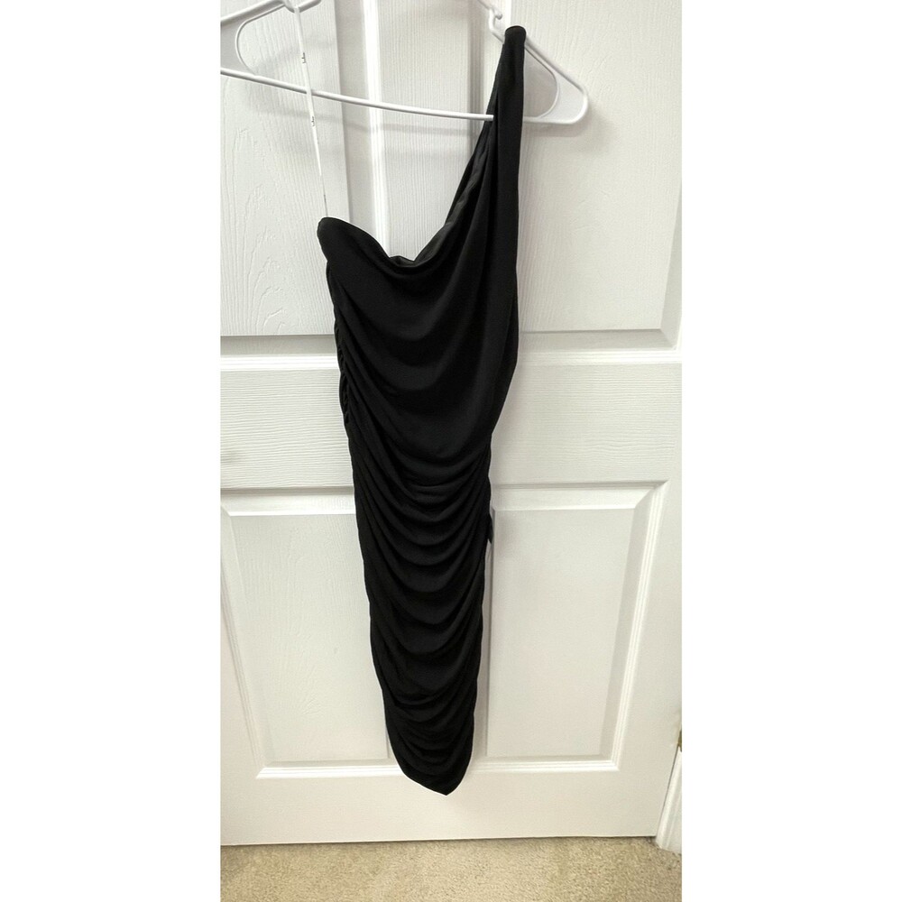 Lulus Total Appeal Dress Black Ruched One-Shoulder Bodycon Women's Size Medium